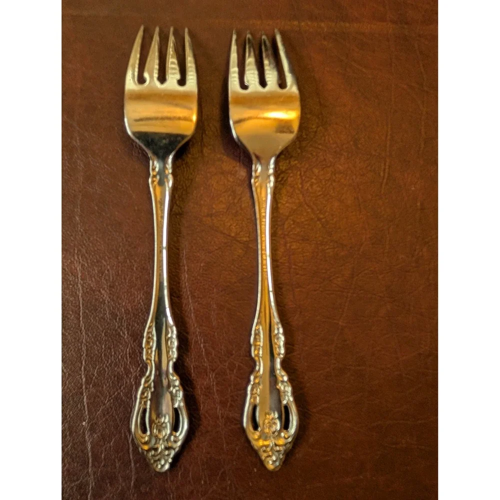 Oneida Community Brahms Stainless Steel Salad Fork Set of 2 Ornate Flatware